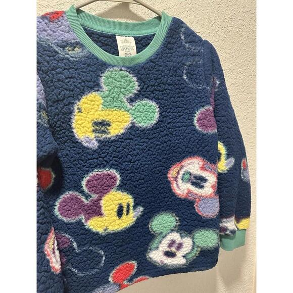Disney Parks Japan Kids Mickey Mouse Fleece Sweatshirt Size L Navy Soft Fuzzy - Picture 5 of 8